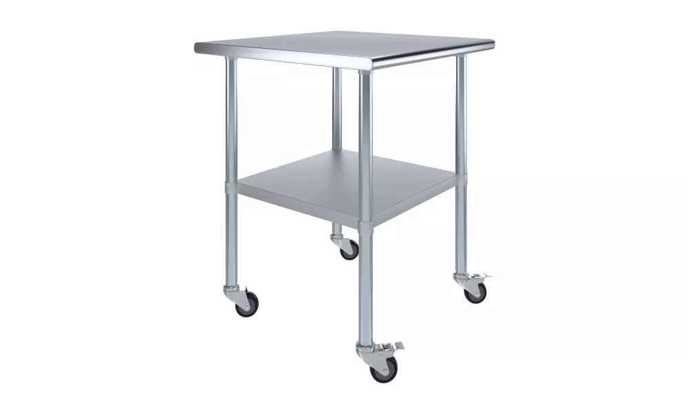 30" X 30" Stainless Steel Work Table With Undershelf and Casters