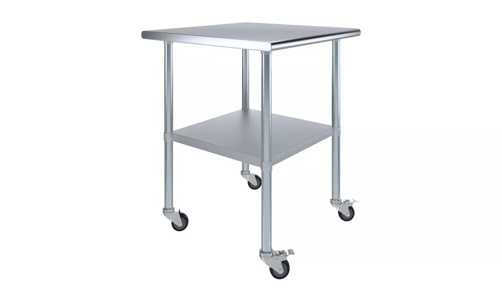 30 in. x  30 in. Stainless Steel Table With Wheels