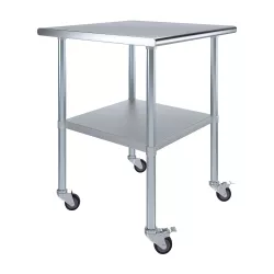 30" X 30" Stainless Steel Work Table With Undershelf and Casters