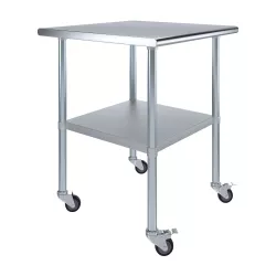30 in. x  30 in. Stainless Steel Table With Wheels