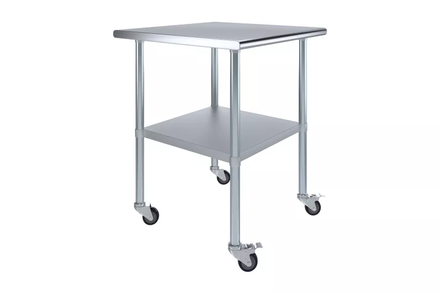 30 in. x  30 in. Stainless Steel Table With Wheels