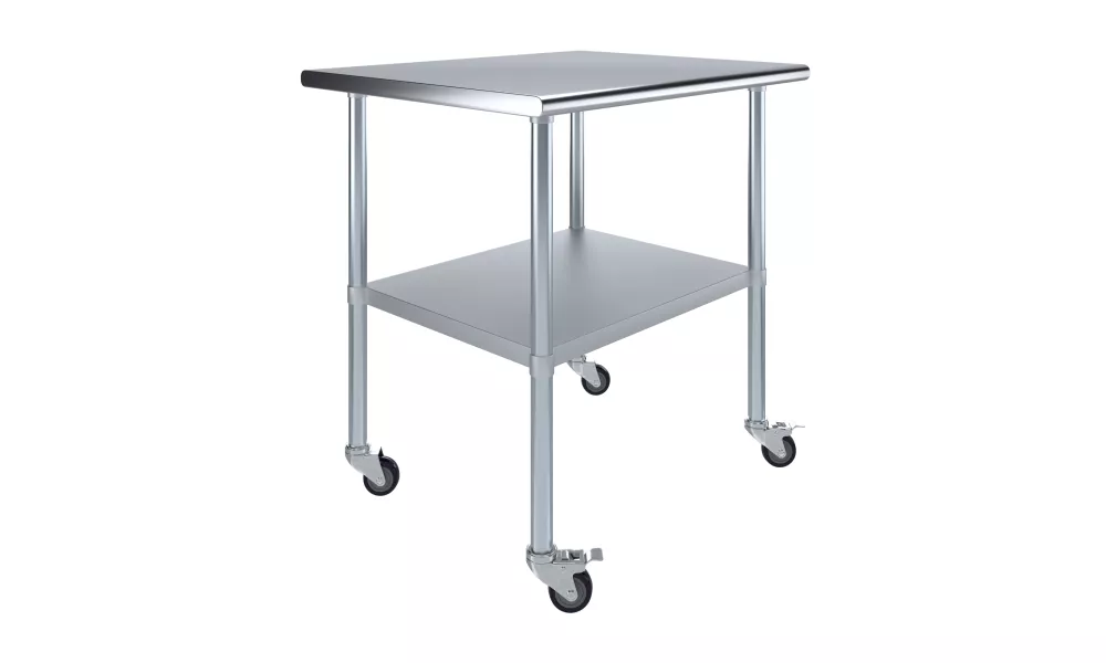 30" X 36" Stainless Steel Work Table With Undershelf and Casters