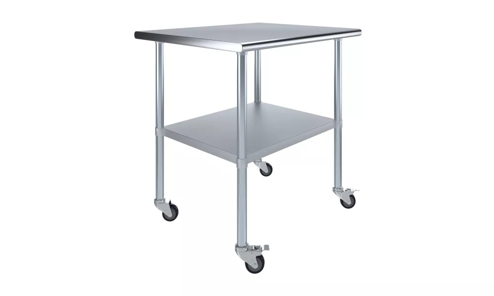 30 in. x  36 in. Stainless Steel Table With Wheels