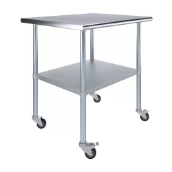 30" X 36" Stainless Steel Work Table With Undershelf and Casters