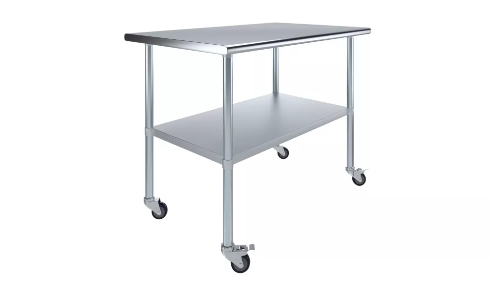 30" X 48" Stainless Steel Work Table With Undershelf and Casters