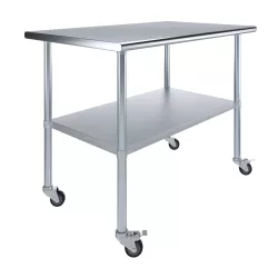 30" X 48" Stainless Steel Work Table With Undershelf and Casters