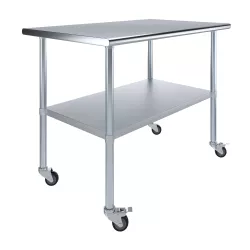 30 in. x  48 in. Stainless Steel Table With Wheels