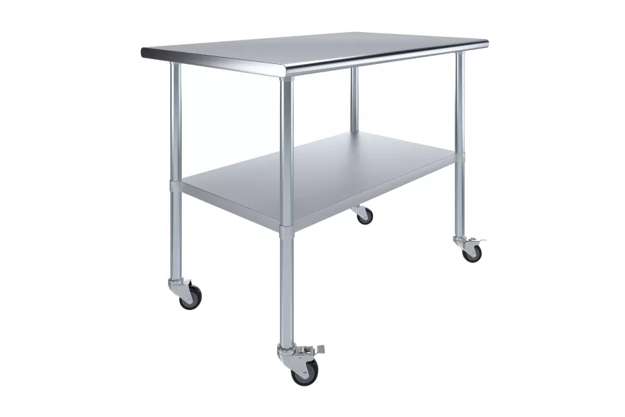 30 in. x  48 in. Stainless Steel Table With Wheels