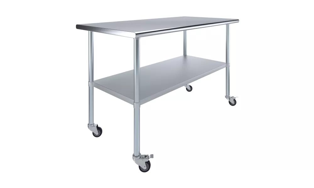 30" X 60" Stainless Steel Work Table With Undershelf and Casters