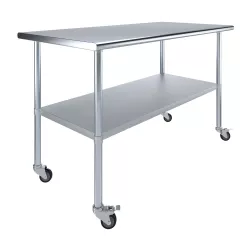 30" X 60" Stainless Steel Work Table With Undershelf and Casters