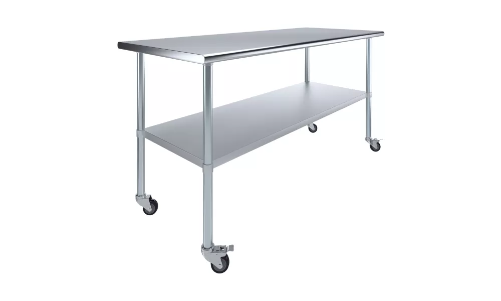 30 in. x 72 in. Stainless Steel Work Table With Undershelf and Casters