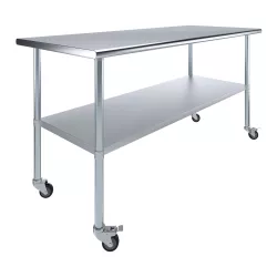 30" X 72" Stainless Steel Work Table With Undershelf and Casters