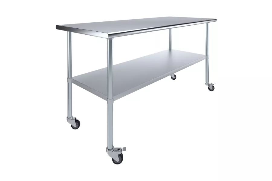 30 in. x 72 in. Stainless Steel Work Table With Undershelf and Casters