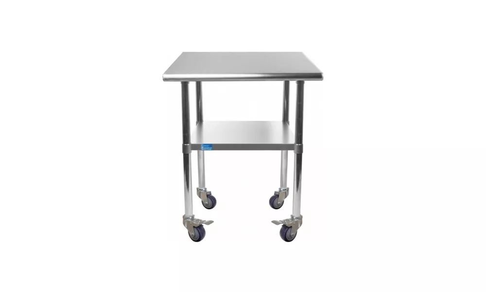 18" X 18" Stainless Steel Work Table With Undershelf and Casters