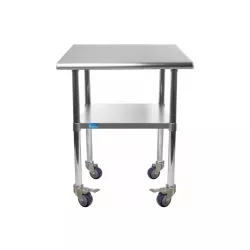 18" X 18" Stainless Steel Work Table With Undershelf and Casters