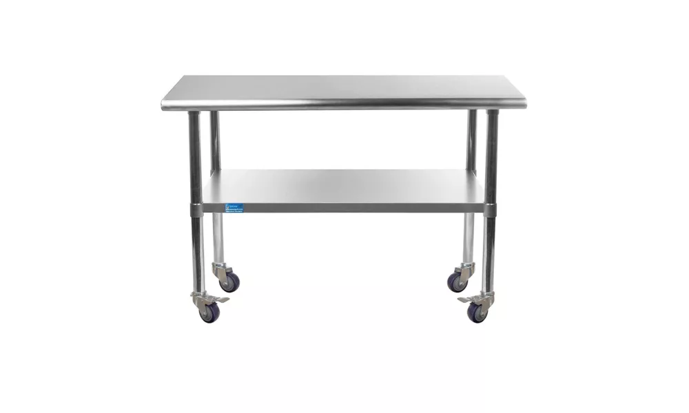 36" X 48" Stainless Steel Work Table With Undershelf and Casters