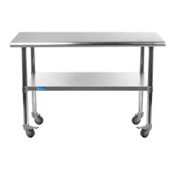 14" X 36" Stainless Steel Work Table With Undershelf and Casters