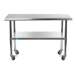 36" X 36" Stainless Steel Work Table With Undershelf and Casters