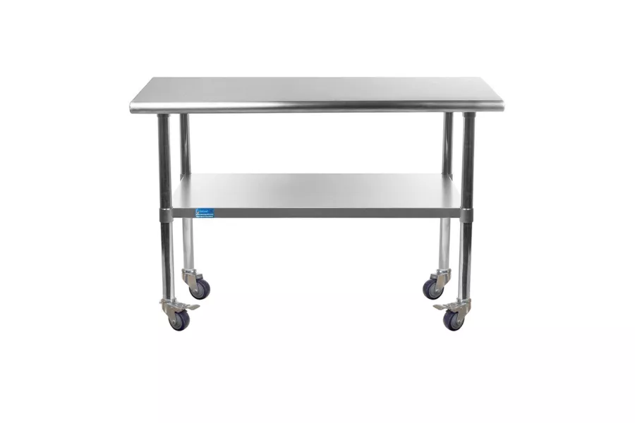 36" X 48" Stainless Steel Work Table With Undershelf and Casters