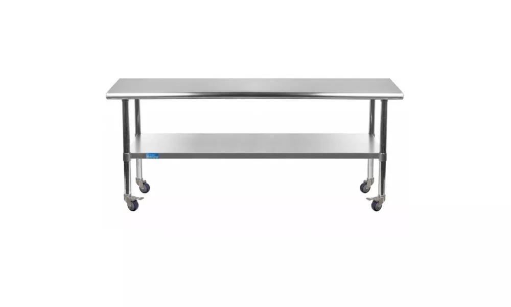 14" X 72" Stainless Steel Work Table With Undershelf and Casters
