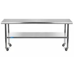 36" X 72" Stainless Steel Work Table With Undershelf and Casters