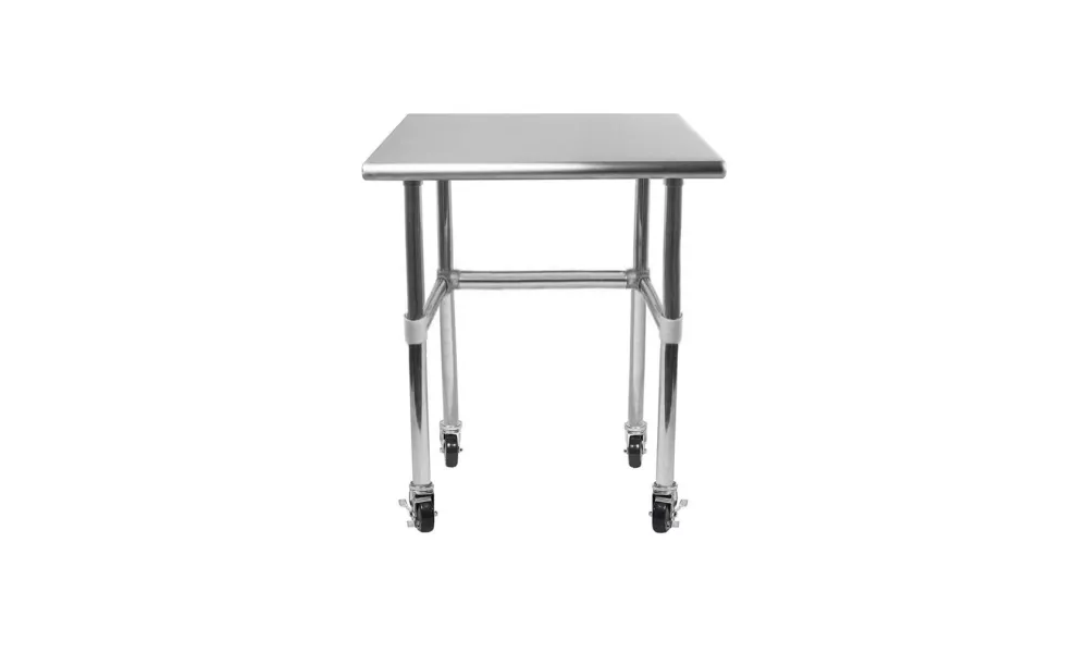 18 in. x 18 in. Stainless Steel Open Base Table with 3 in. Casters