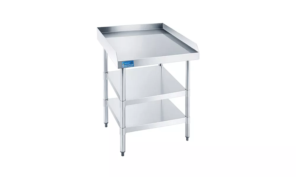 30" X 36" Work Table with Two Undershelves with Backsplash and Sidesplashes