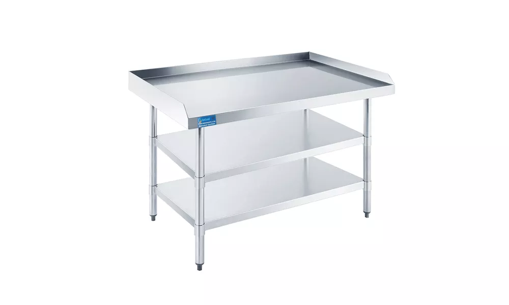 24" X 48" Work Table with Two Undershelves with Backsplash and Sidesplashes