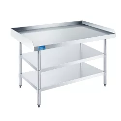 30" X 60" Work Table with Two Undershelves with Backsplash and Sidesplashes