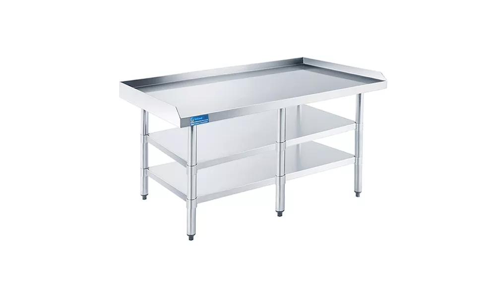 30" X 96" Work Table with Two Undershelves with Backsplash and Sidesplashes