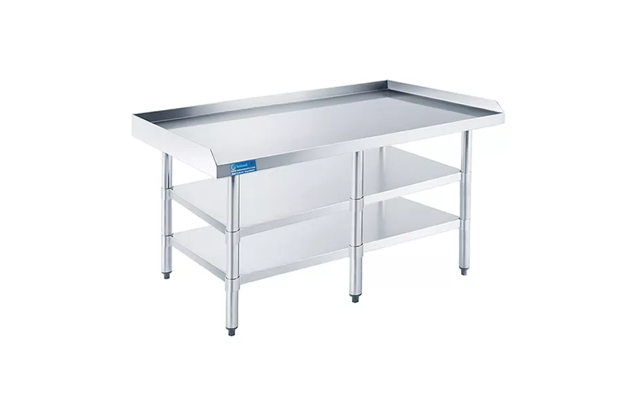 24" X 96" Work Table with Two Undershelves with Backsplash and Sidesplashes