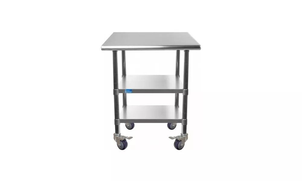 24" X 18" Stainless Steel Work Table with 2 Shelves and Wheels