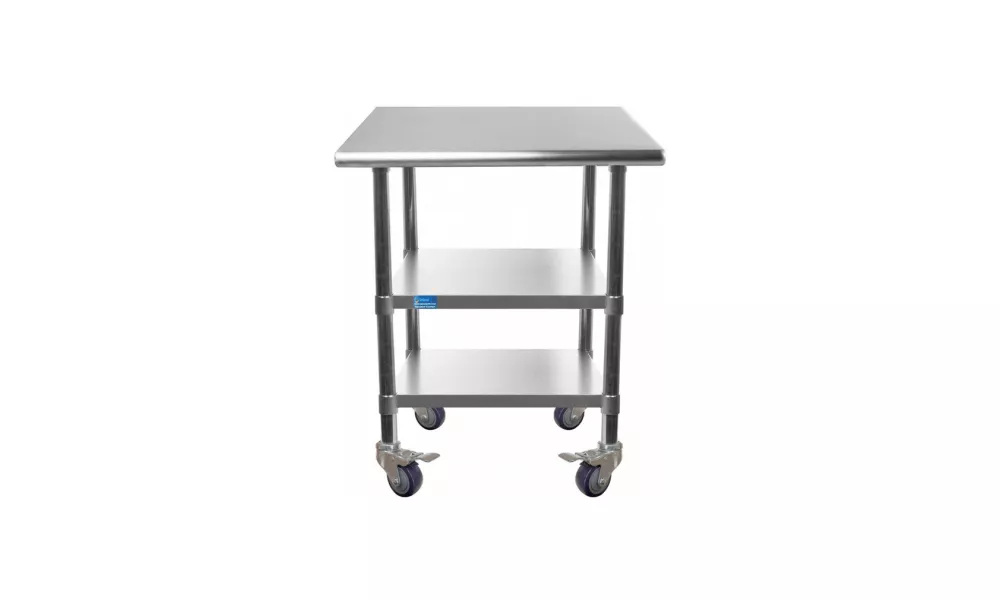 30" X 24" Stainless Steel Work Table with 2 Shelves and Wheels