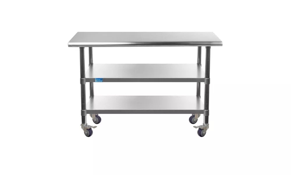 18" X 36" Stainless Steel Work Table with 2 Shelves and Wheels