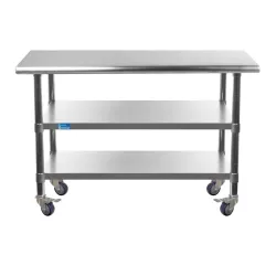 24" X 30" Stainless Steel Work Table with 2 Shelves and Wheels