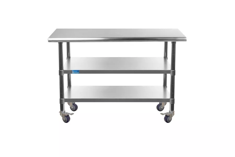 24" X 36" Stainless Steel Work Table with 2 Shelves and Wheels