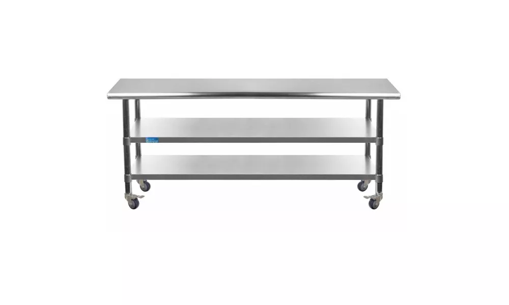 24" X 60" Stainless Steel Work Table with 2 Shelves and Wheels