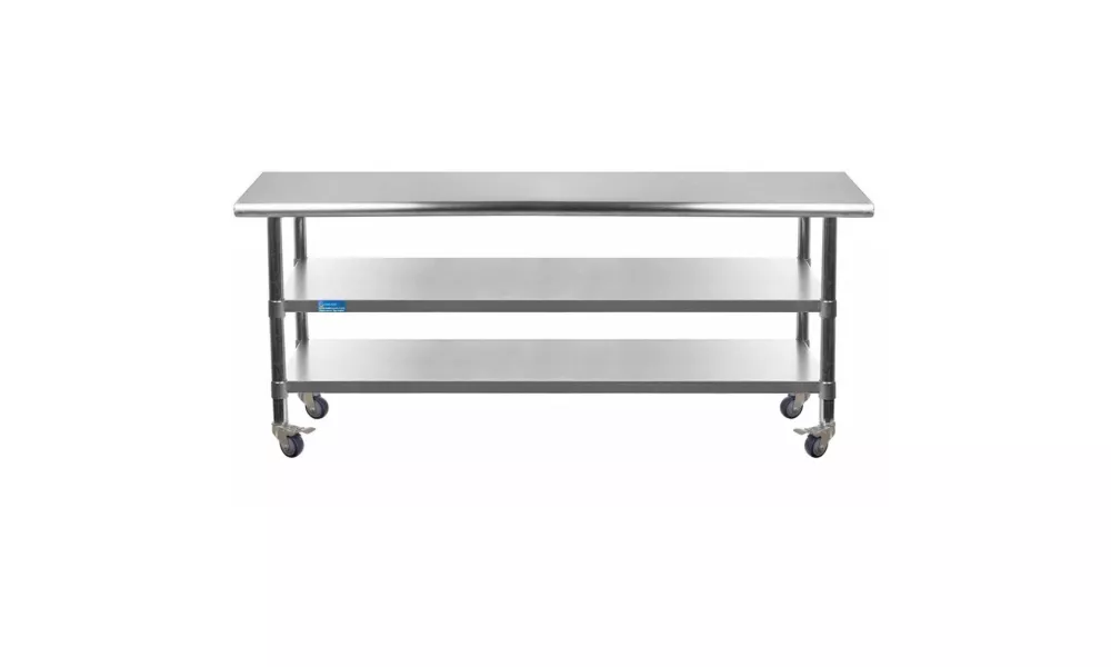 30" X 72" Stainless Steel Work Table with 2 Shelves and Wheels