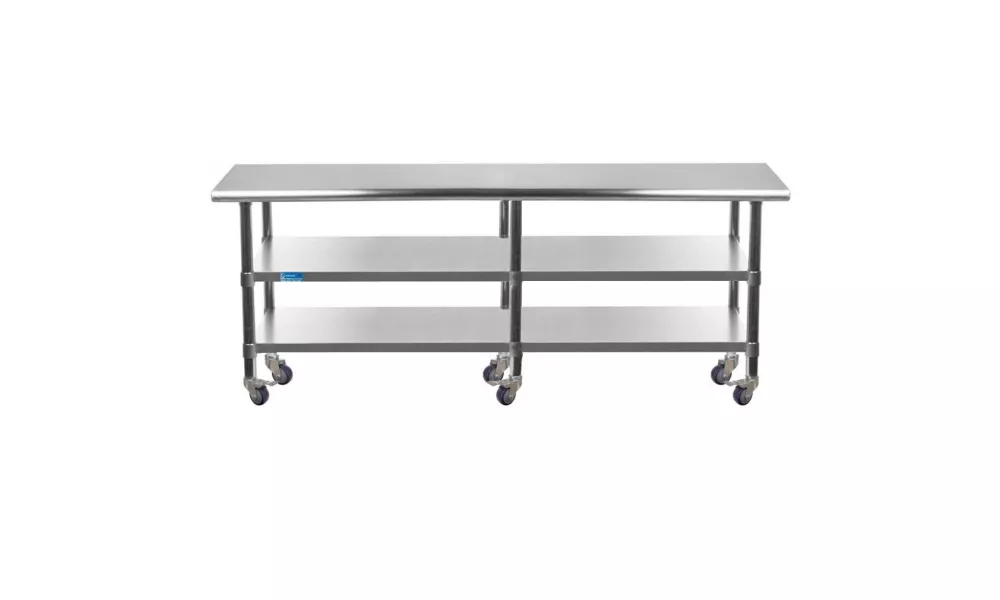 30" X 84" Stainless Steel Work Table with 2 Shelves and Wheels