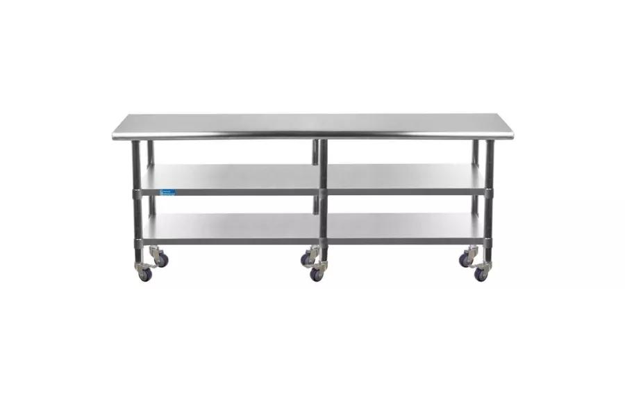 24" X 96" Stainless Steel Work Table with 2 Shelves and Wheels