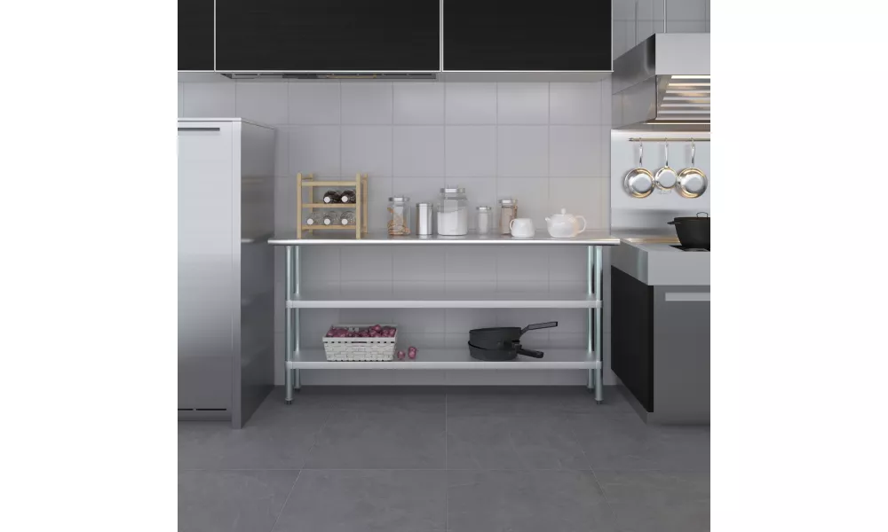 ROVSUN 48" X 24" Open Base Stainless Steel Table, NSF Commercial Heavy Duty Prep & Work Table,Metal Table For Kitchen, Restaurant, Home, Hotel, Garage, Laundry - View #11