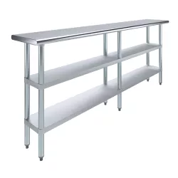 14" X 84" Stainless Steel Work Table With Second Undershelf