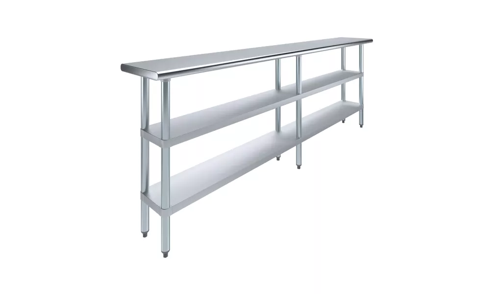 14 in. x 96 in. Stainless Steel Table With Two Undershelves