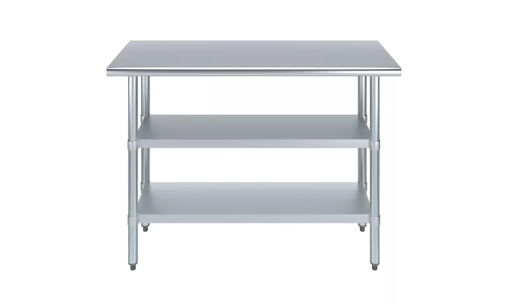 AmGood 18 in. x 48 in. Stainless Steel Table With Two Undershelves