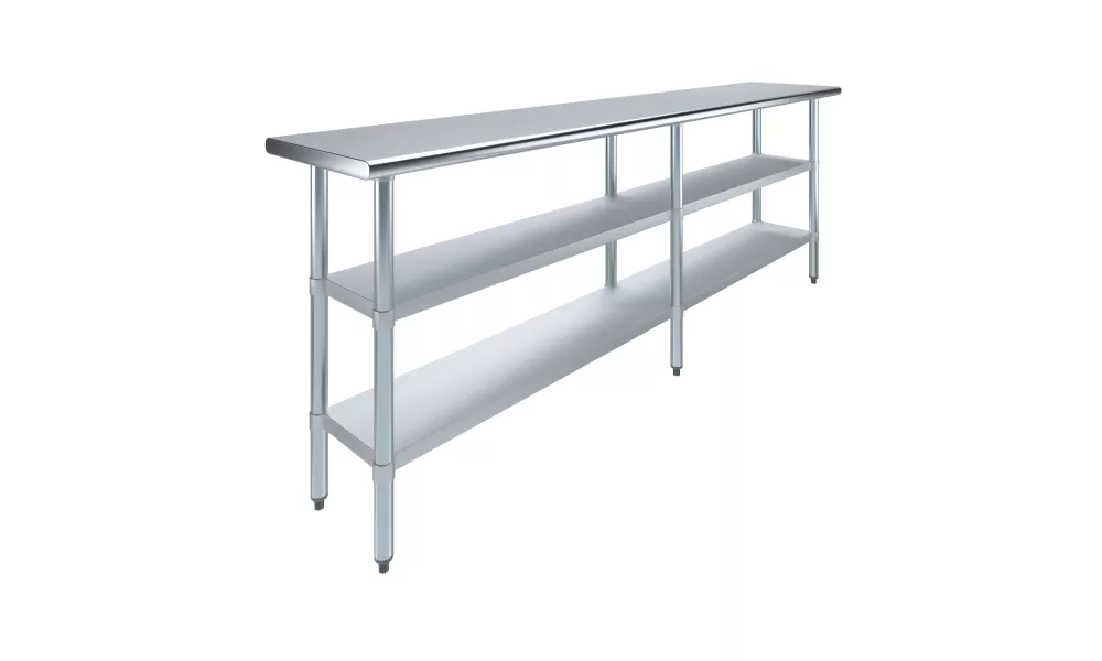 18" X 96" Stainless Steel Work Table With Second Undershelf