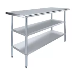 24 in. x 60 in. Stainless Steel Table With Two Undershelves