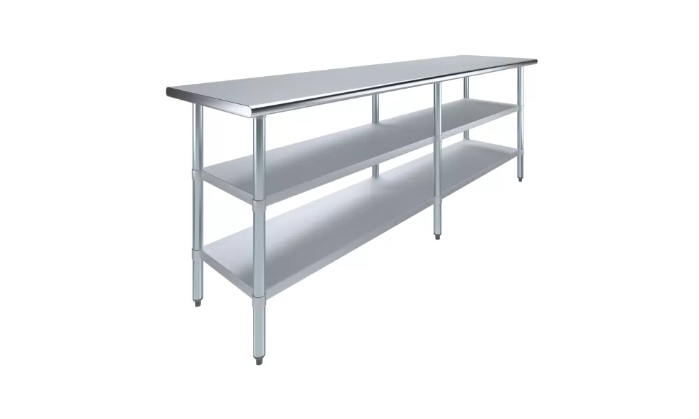 24" X 96" Stainless Steel Work Table With Second Undershelf