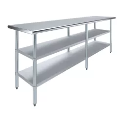 24" X 96" Stainless Steel Work Table With Second Undershelf