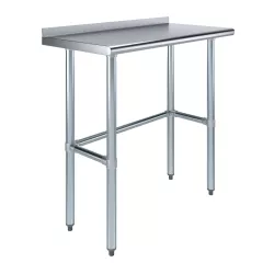 18" X 36" Stainless Steel Work Table Open Base with 1.5" Backsplash | Metal Kitchen Food Prep Table | NSF
