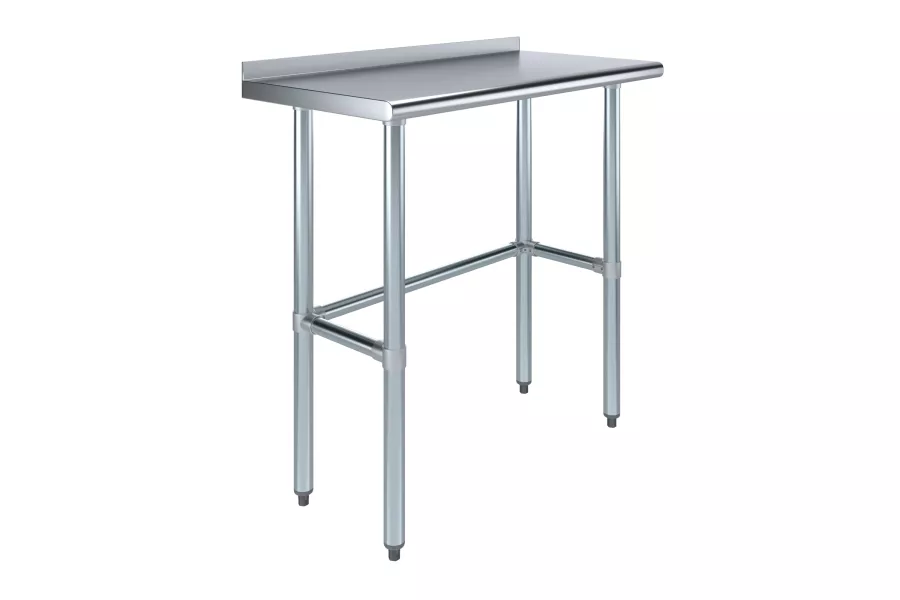 18" X 36" Stainless Steel Work Table Open Base with 1.5" Backsplash | Metal Kitchen Food Prep Table | NSF
